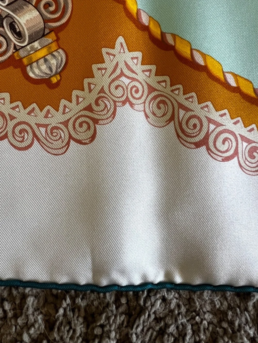 Authenticated Hermès Paris Pegase Silk Scarf, made in France